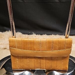 Eell Tan Leather Envelope Clutch
